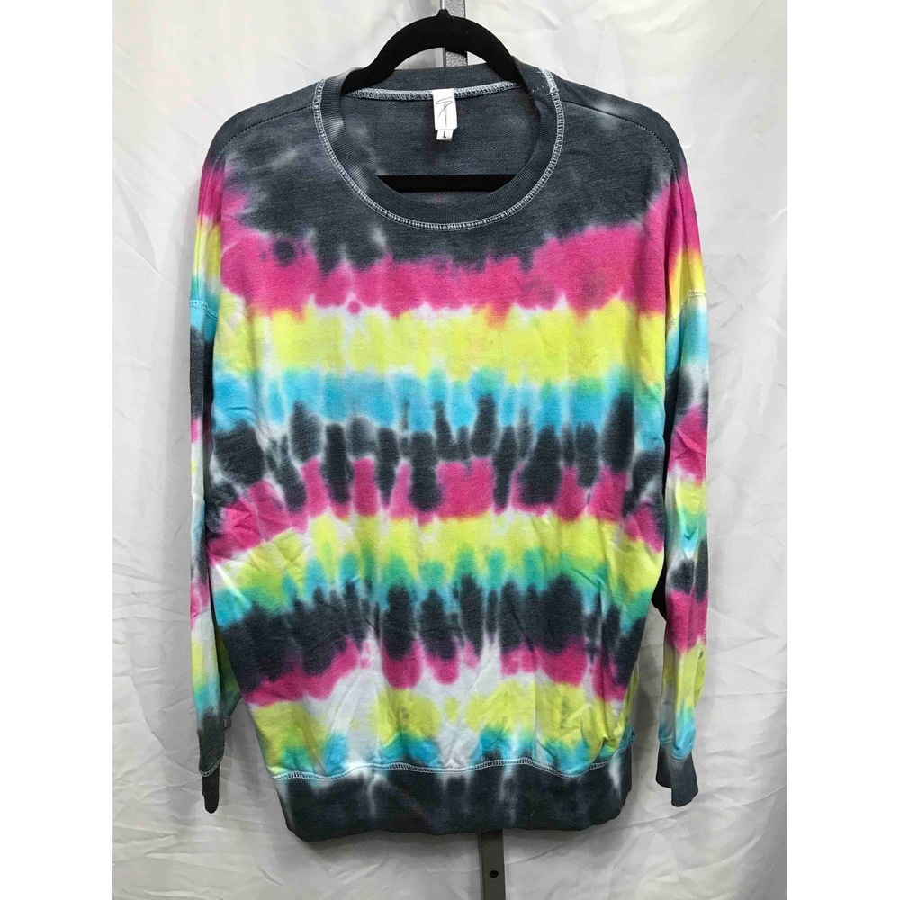 Womens Tie‎ Dye Sweatshirt Long Sleeve Crew Neck Pullover Top Size L